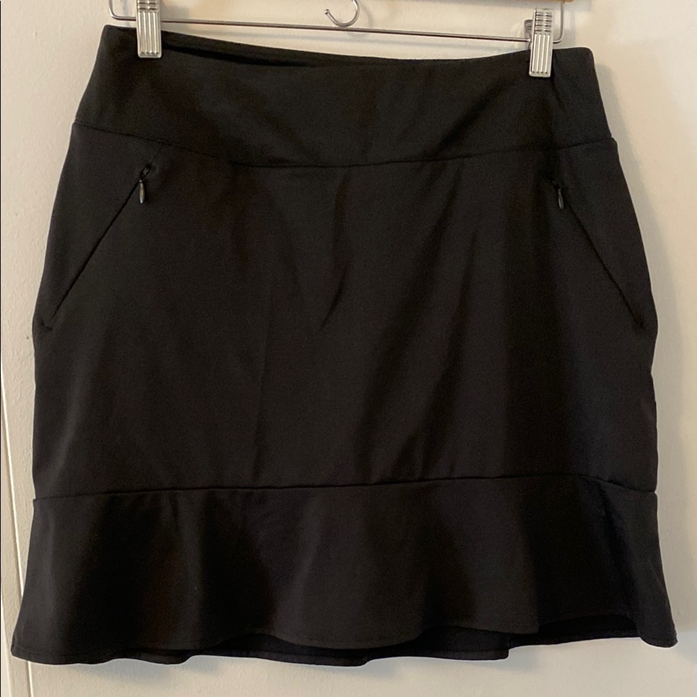Antigua Black Ruffled Fit and Flare Mini Skirt